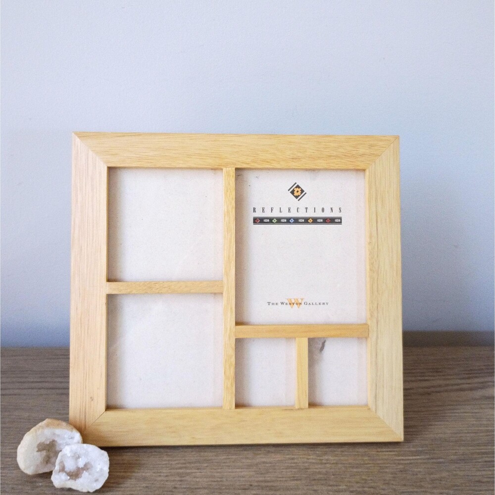 Vintage Light Wood Picture Frame Wooden Photo Collage Wall Mount Tabletop
